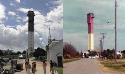 The lighthouse has been black and white for several decades. Before that, it was red, orange and white.